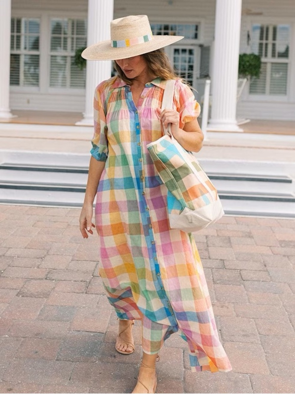 NWT Sunshine Tienda Rainbow Plaid Cleo Maxi Dress - size small - Picture 3 of 4